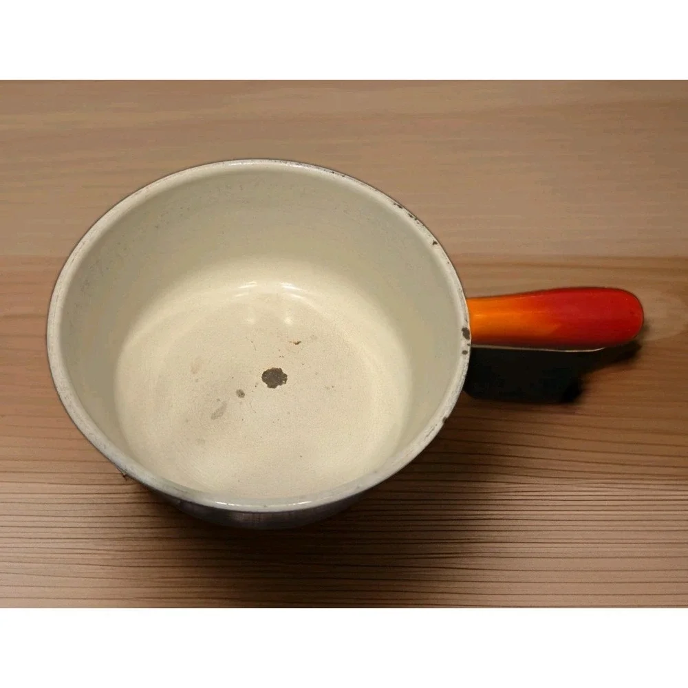 VTG Descoware 7-C 18 N R Flame Orange Enamel Cast Iron Sauce Pan Pot Belgium